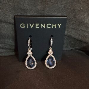 Givenchy Sapphire and Silver Teardrop Earrings